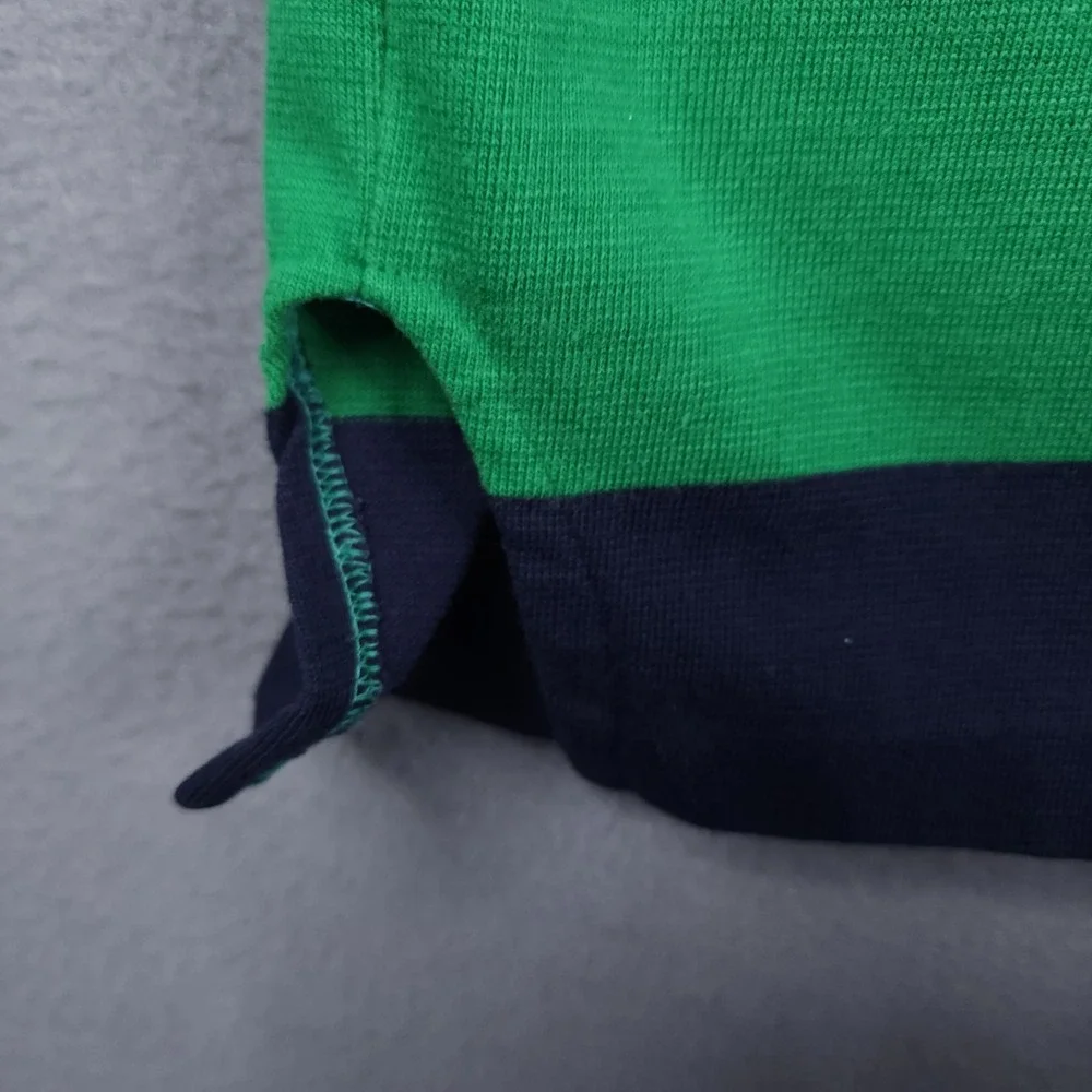 Campus American Rugby Shirt Mens Large Green Blue Striped Long Sleeve Polo USA
